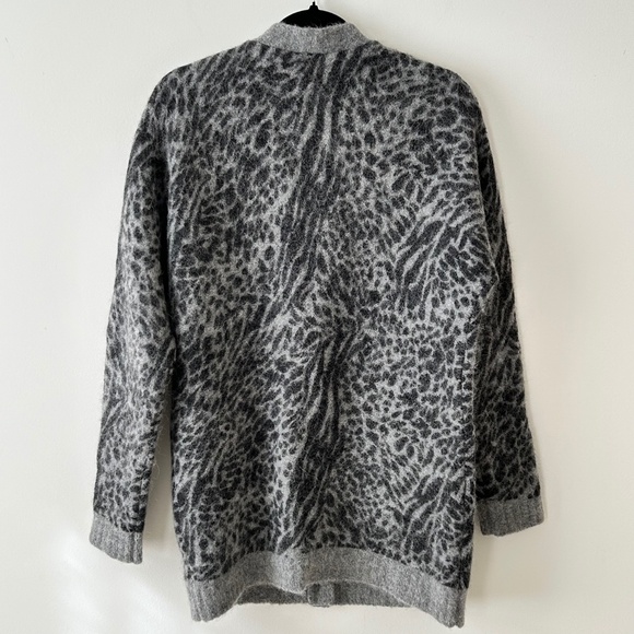 Rails Oslo Gray Animal Print Alpaca Wool Cardigan - Picture 10 of 16